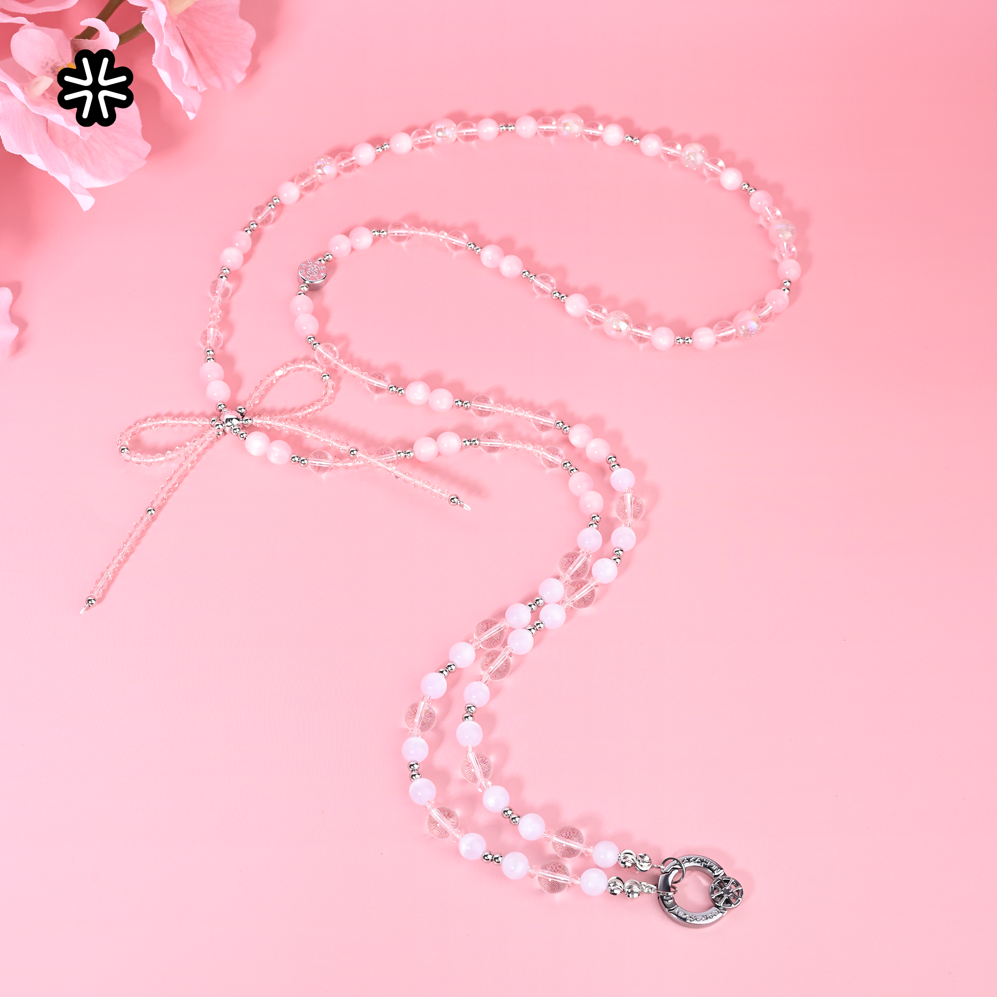 Pink cat eye long chain-QAB170