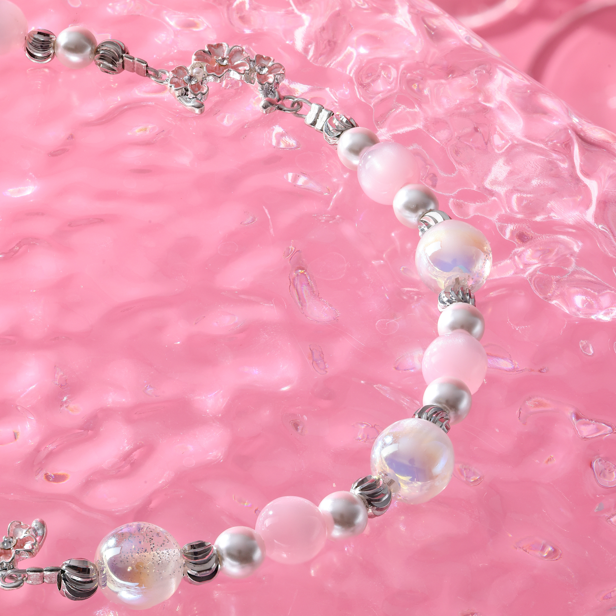Pink stamen flower letter-QAB190