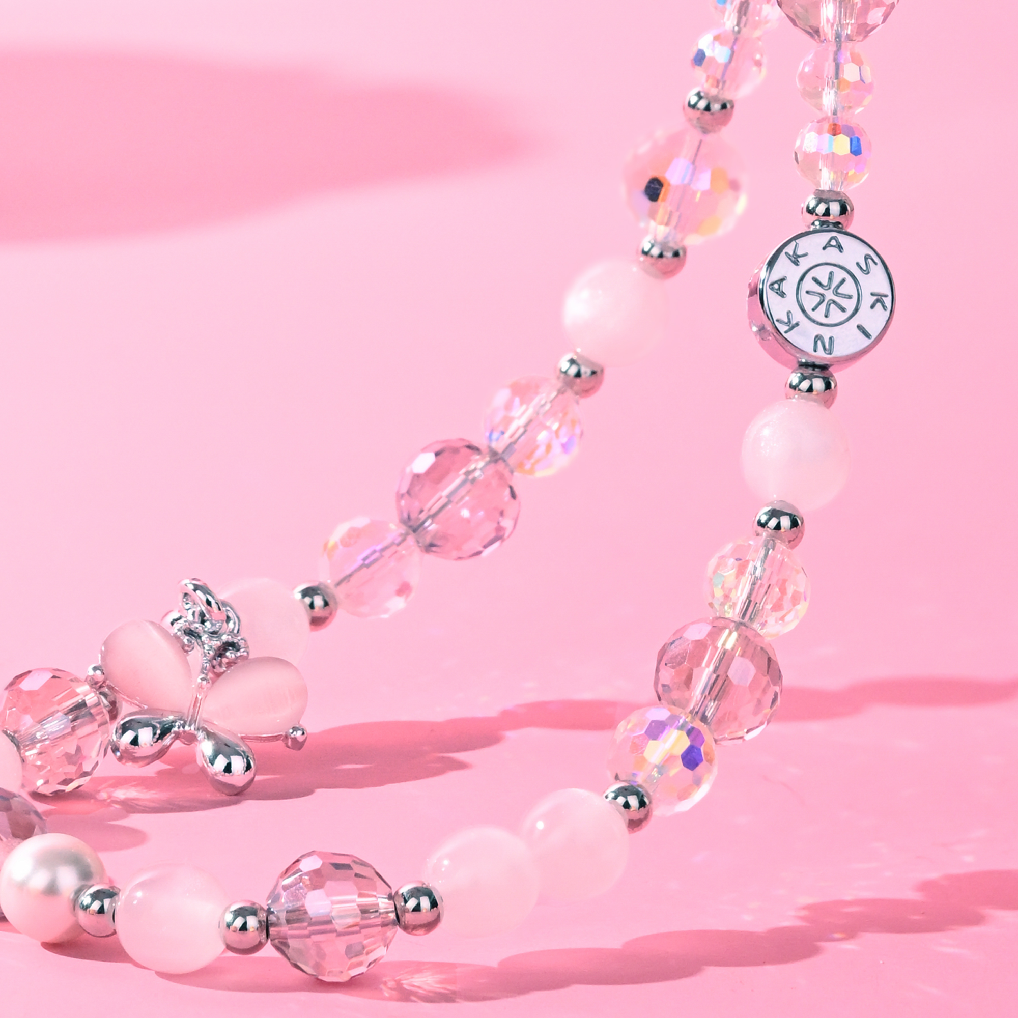 Pink Crystal Butterfly Chain-QAB191