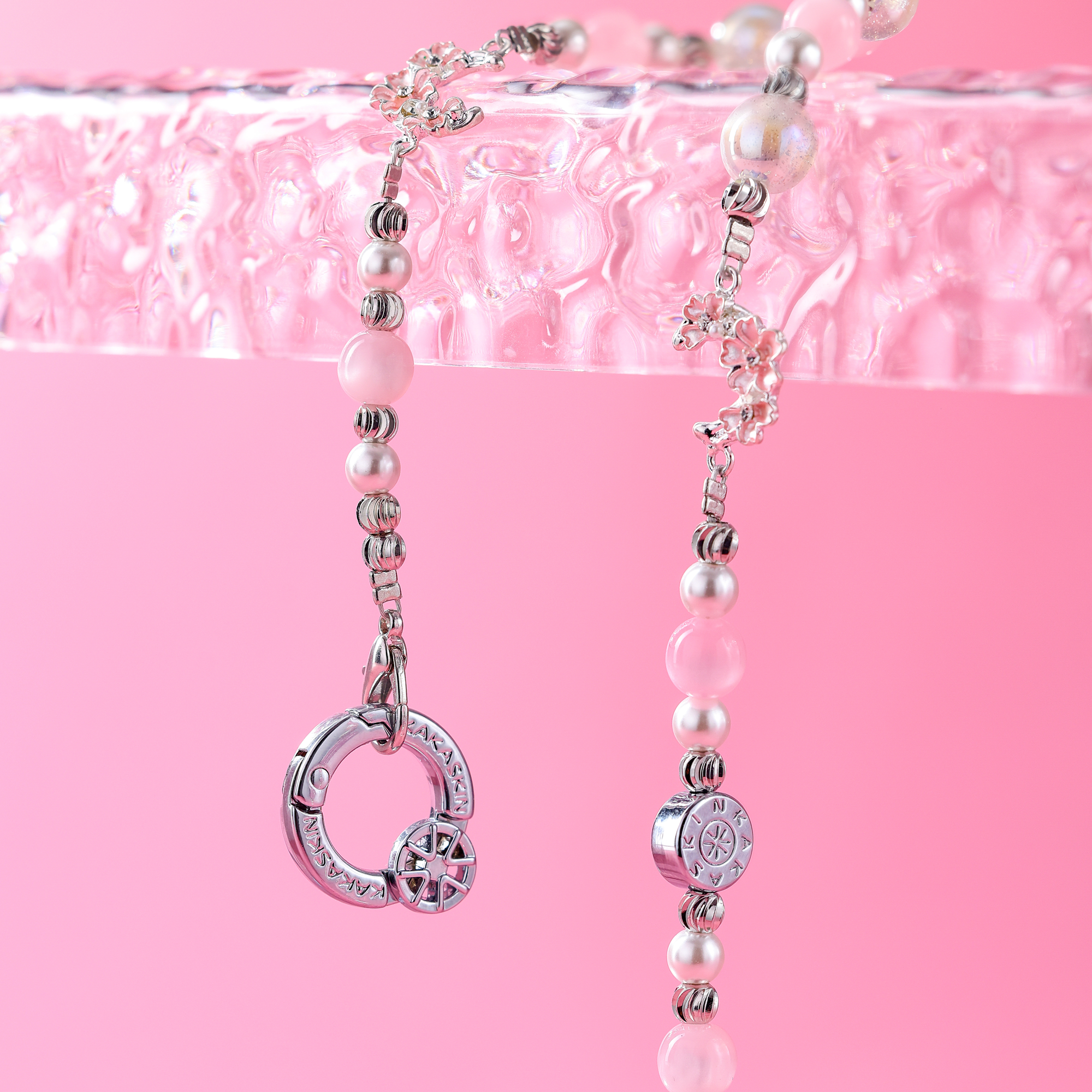 Pink stamen flower letter-QAB190