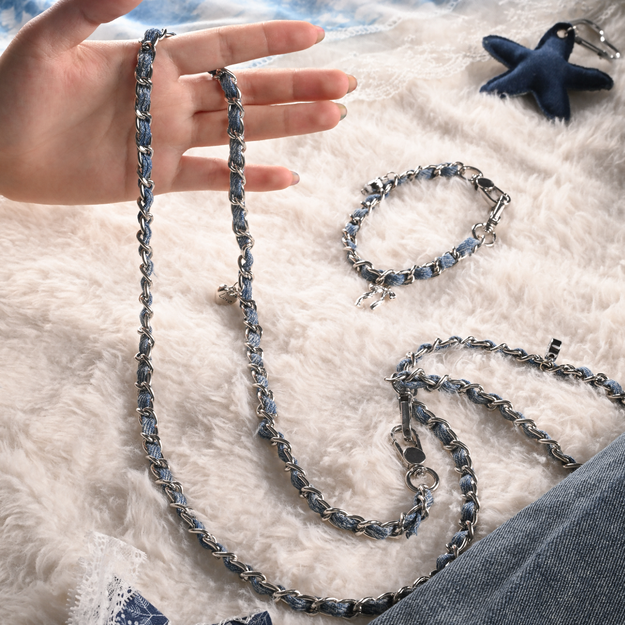 long denim chain QAB209