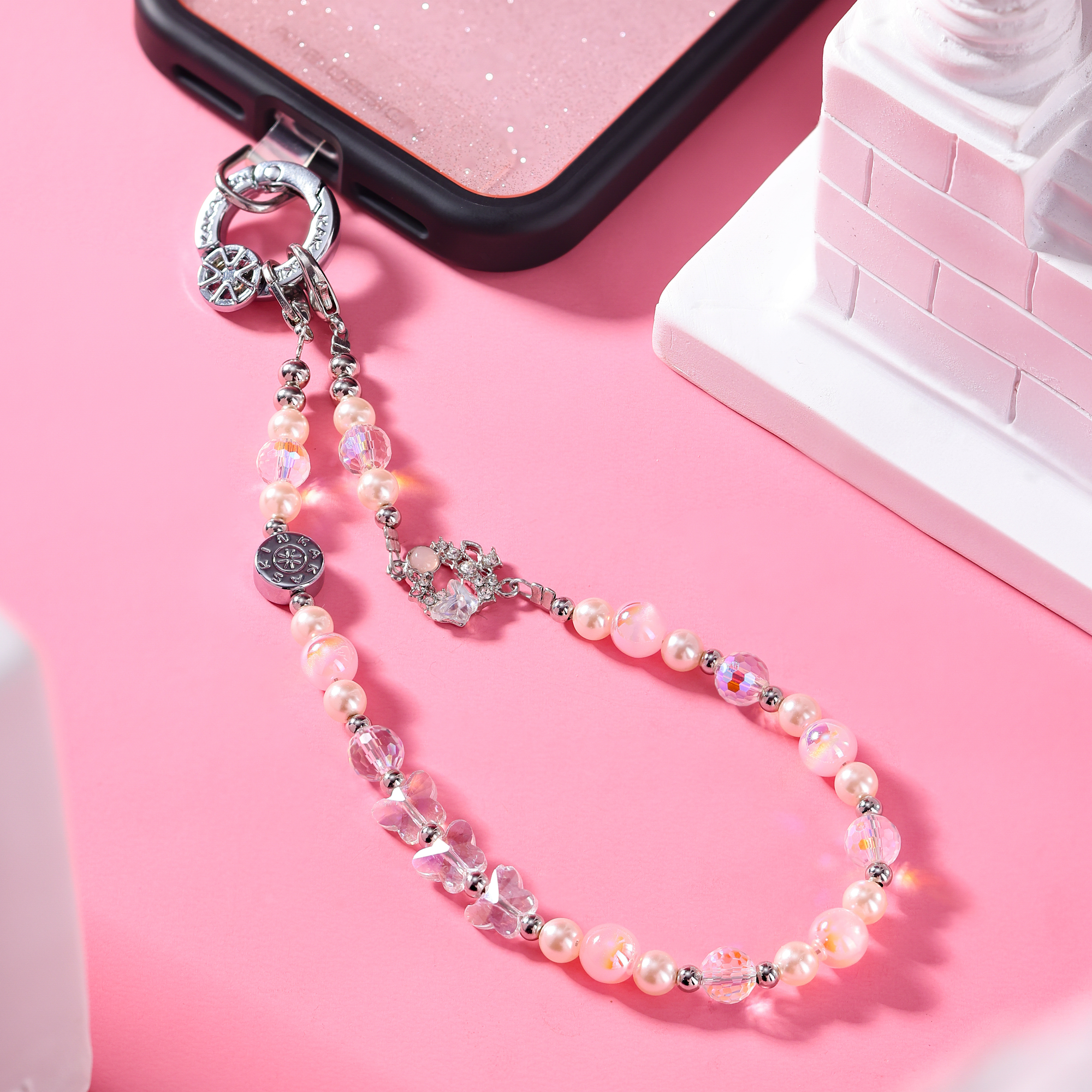 Pink ball flower wreath-QAB189