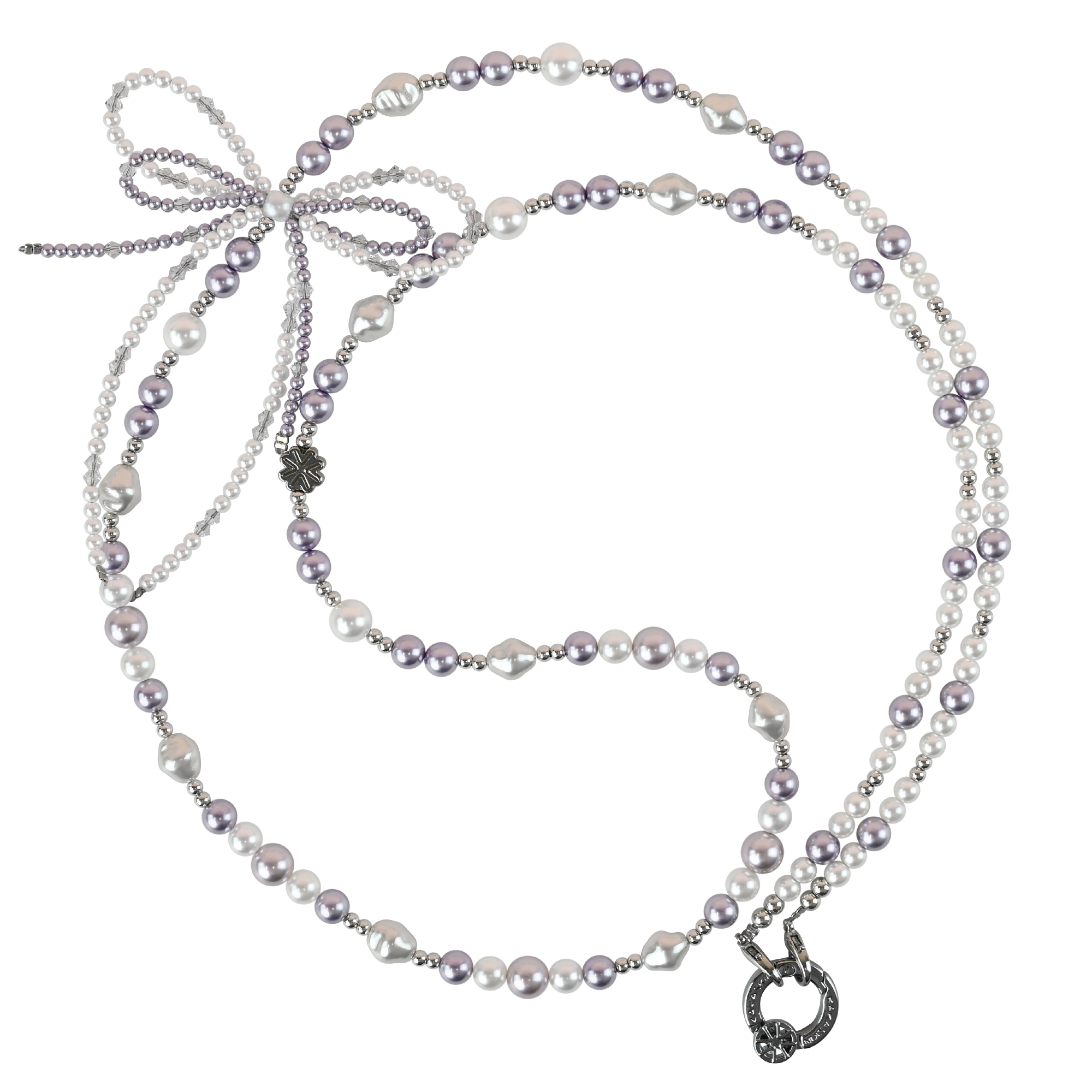 Purple Pearl Bow Long Chain QAB145