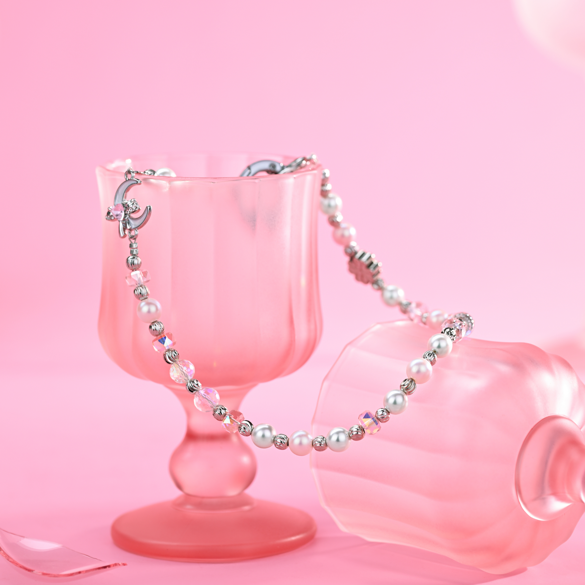 Moon Falling Pink Beads QAB199