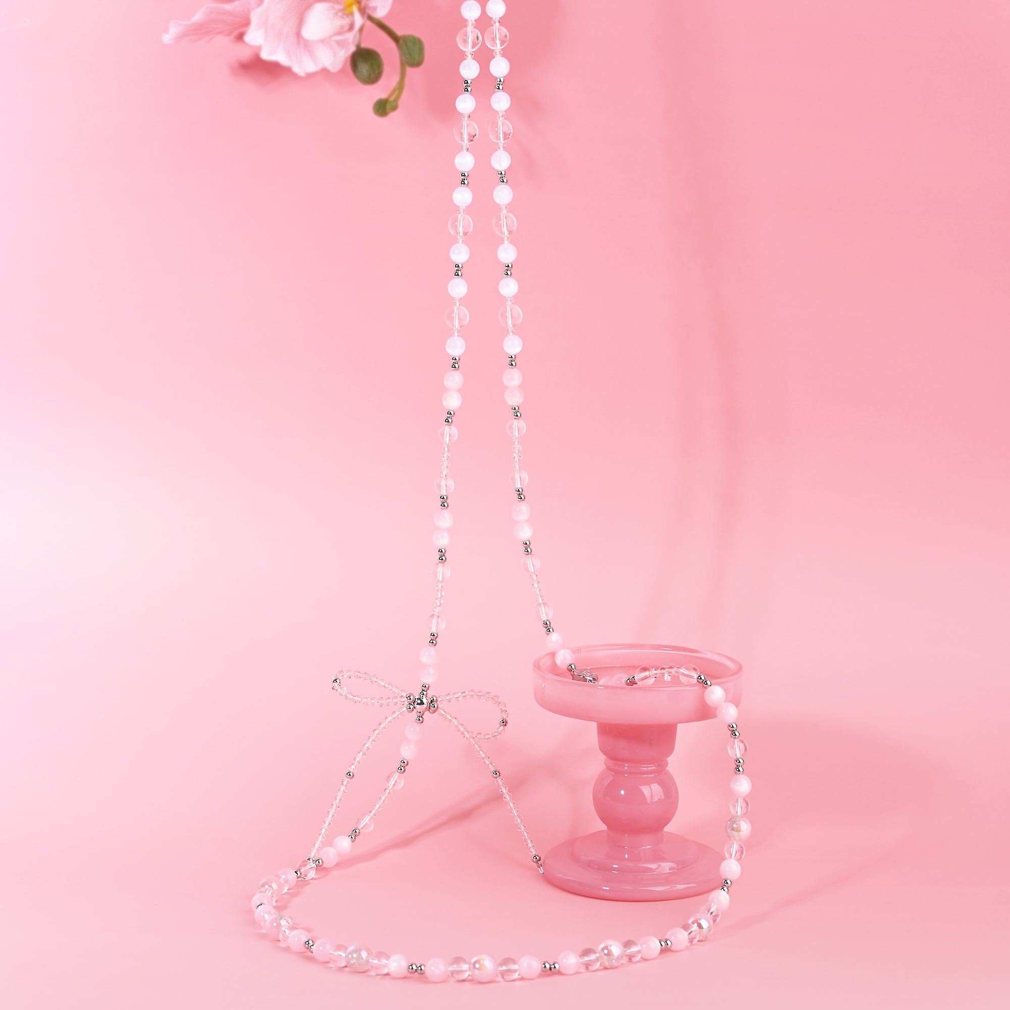 Pink cat eye long chain-QAB170