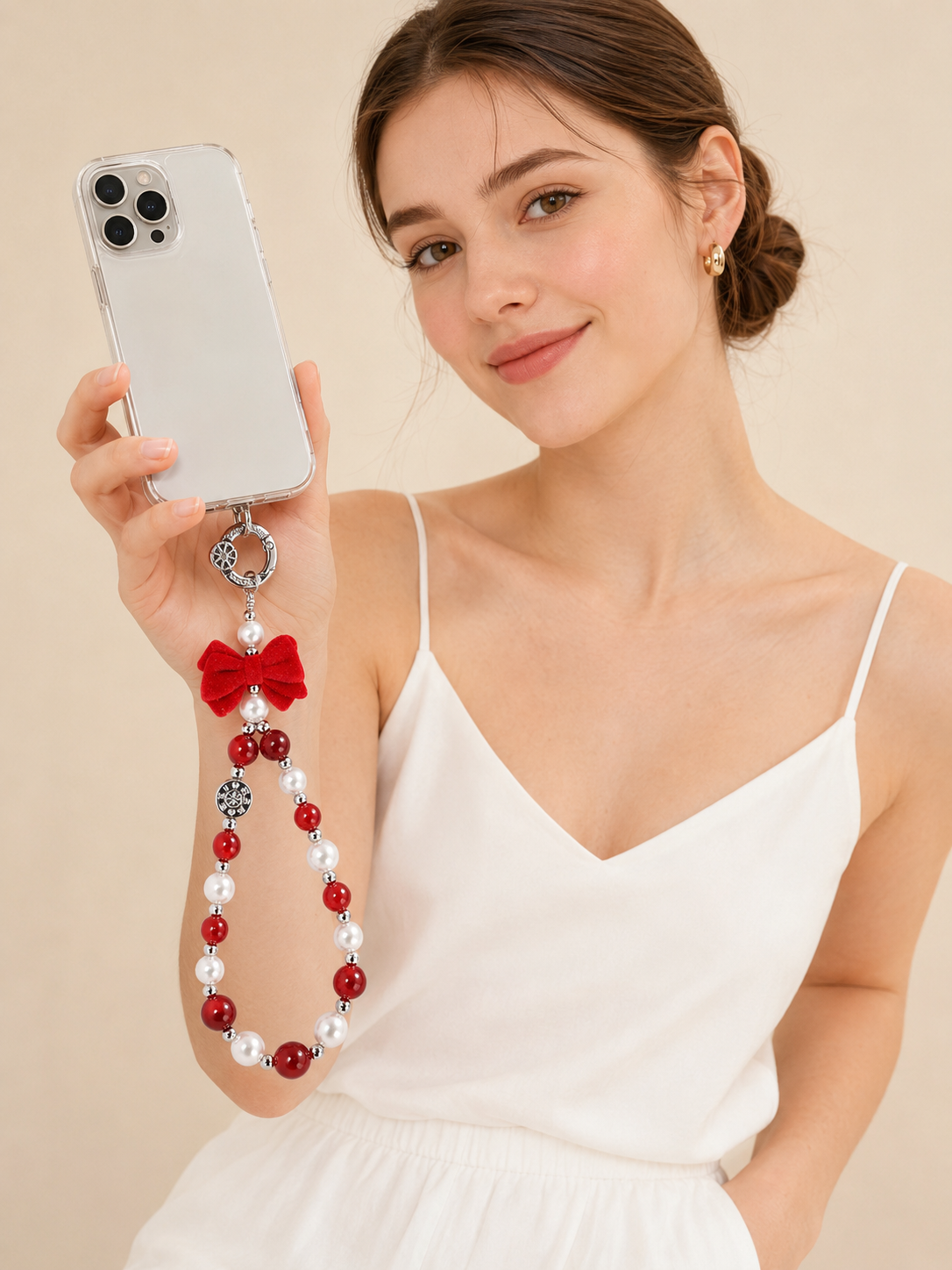 Red bow single hanging QAB202